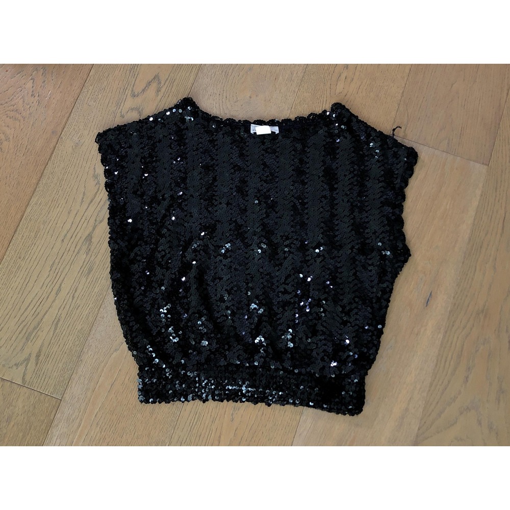 Creations Iii Black Sequin Embellished Sleeveless Party Top View 6